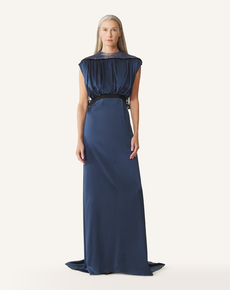 Lanvin EMBROIDERED BACK DRESS IN SILK SATIN outlook