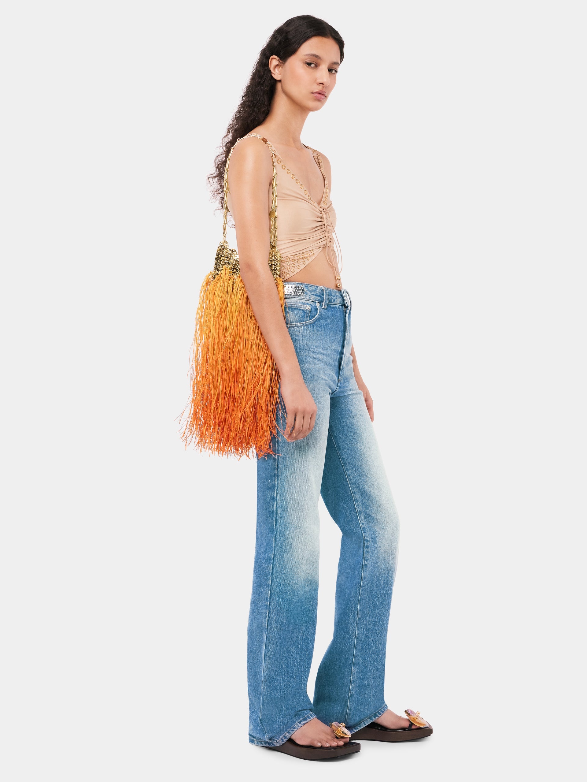 ICONIC GOLD 1969 NANO BAG HAND CRAFTED WITH RAFFIA FRINGES - 3