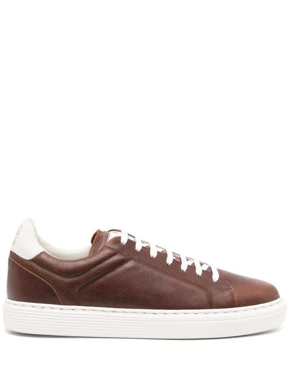 lace-up leather sneakers - 1