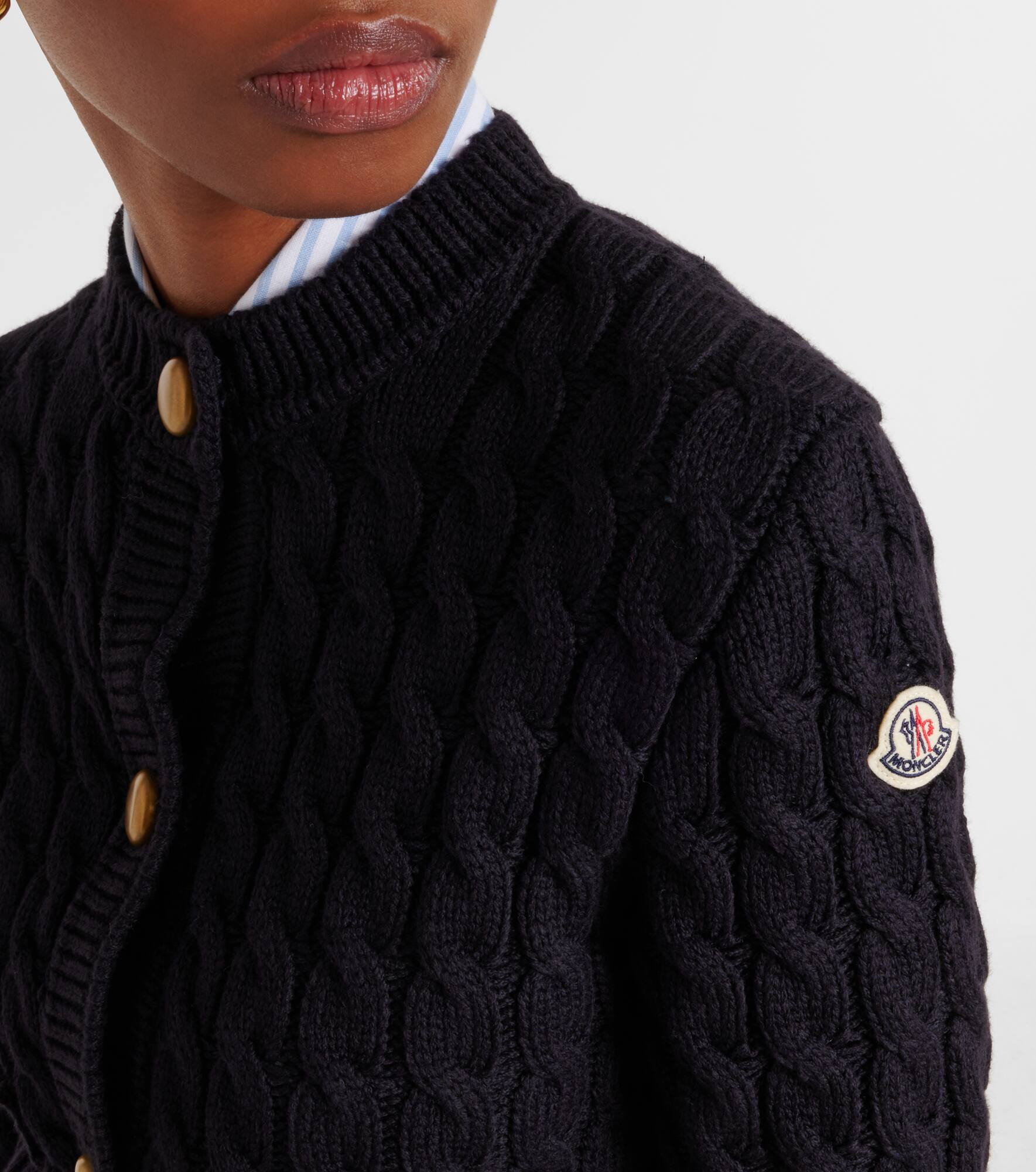 Cable-knit cotton-blend cardigan - 4