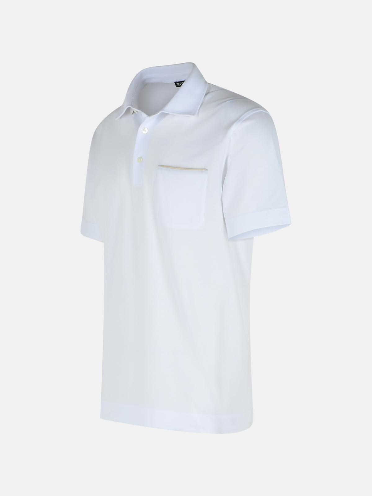 'PURE' WHITE COTTON POLO SHIRT - 2