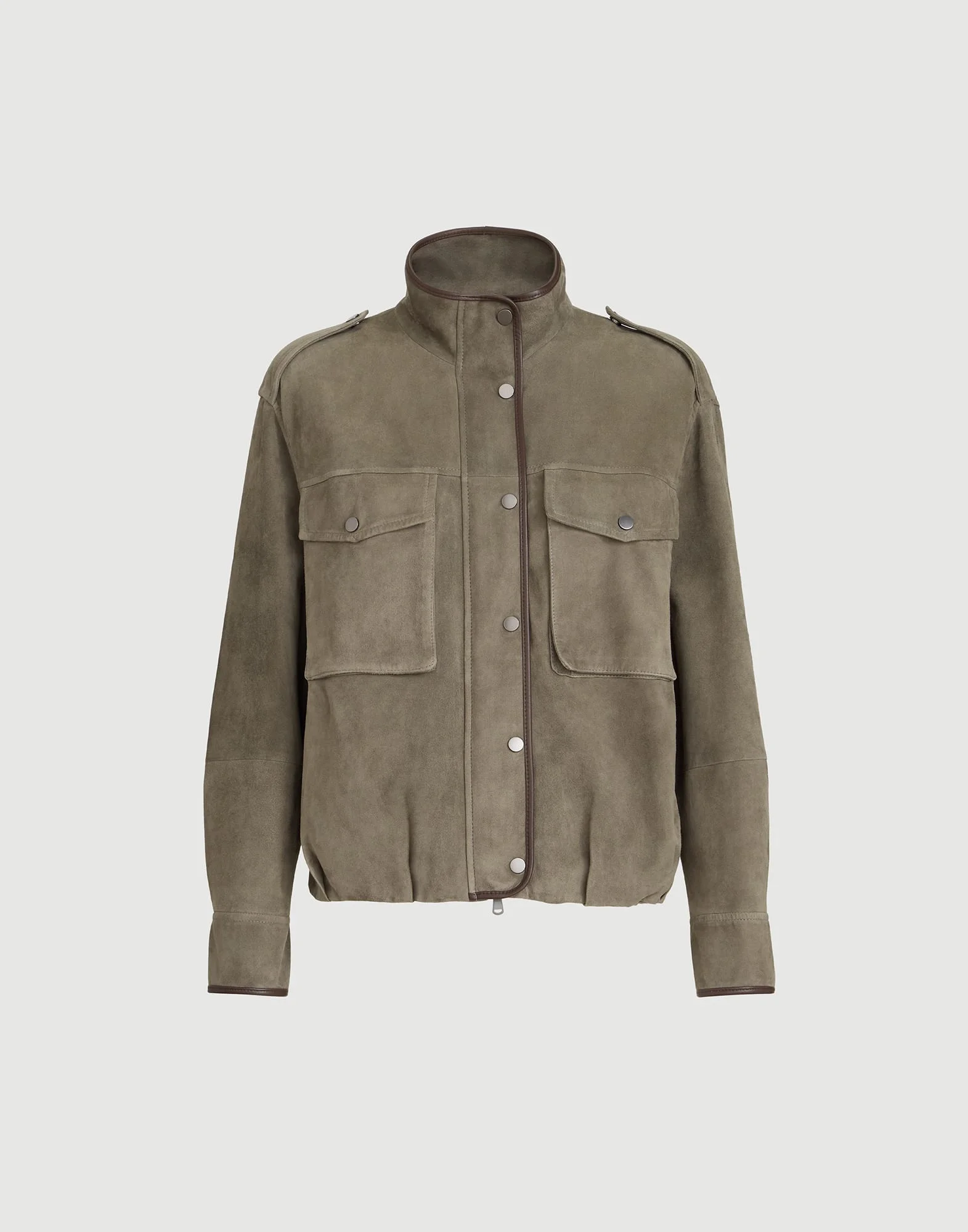 Couture suede outerwear jacket with monili - 1