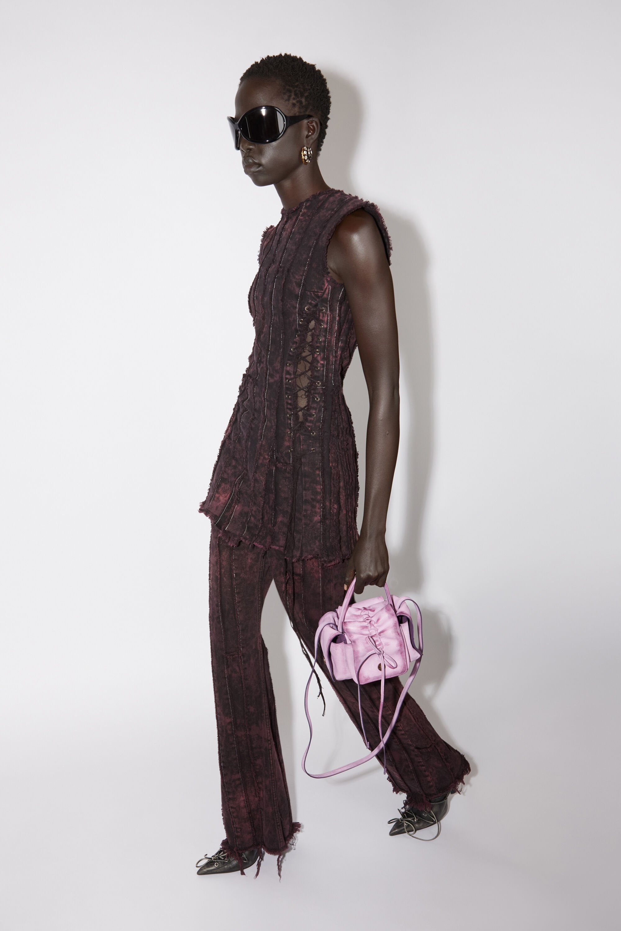 Denim dress - Black/wine red - 4