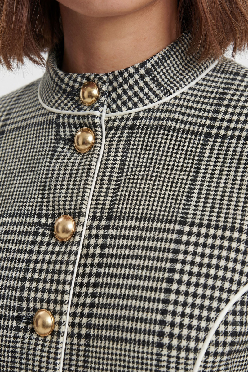KAREN MILLEN Petite Tailored Check High Neck Jacket outlook