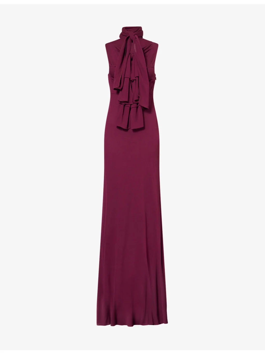 High-Neck Bow Woven Maxi Dress - 1