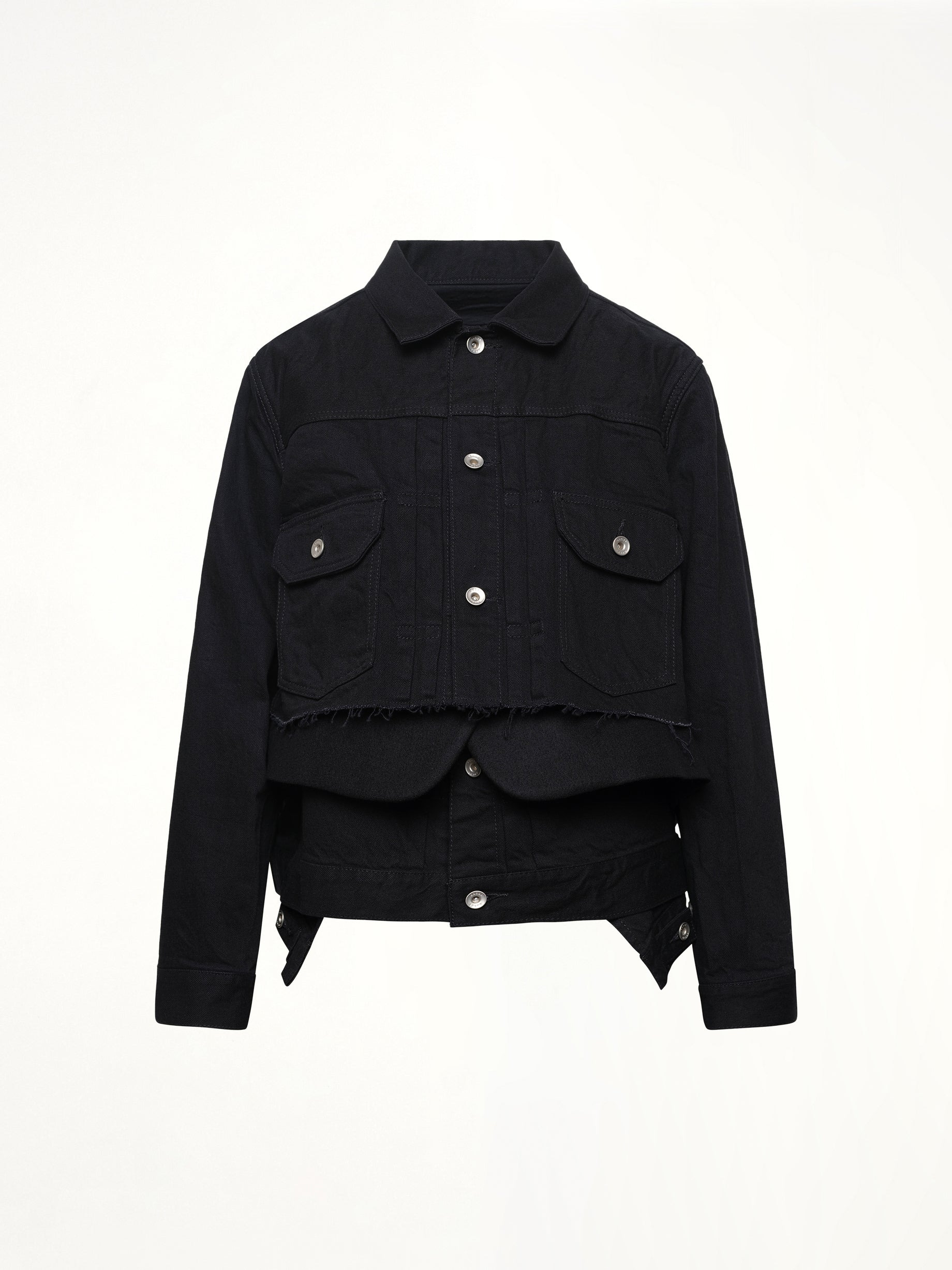 Denim x Wool Melton Jacket in Black - 2