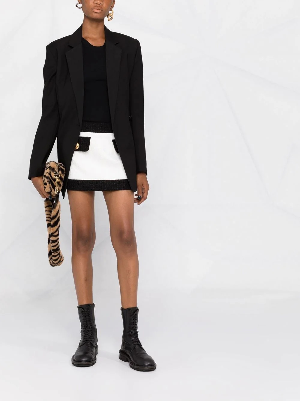two-tone tweed miniskirt - 2