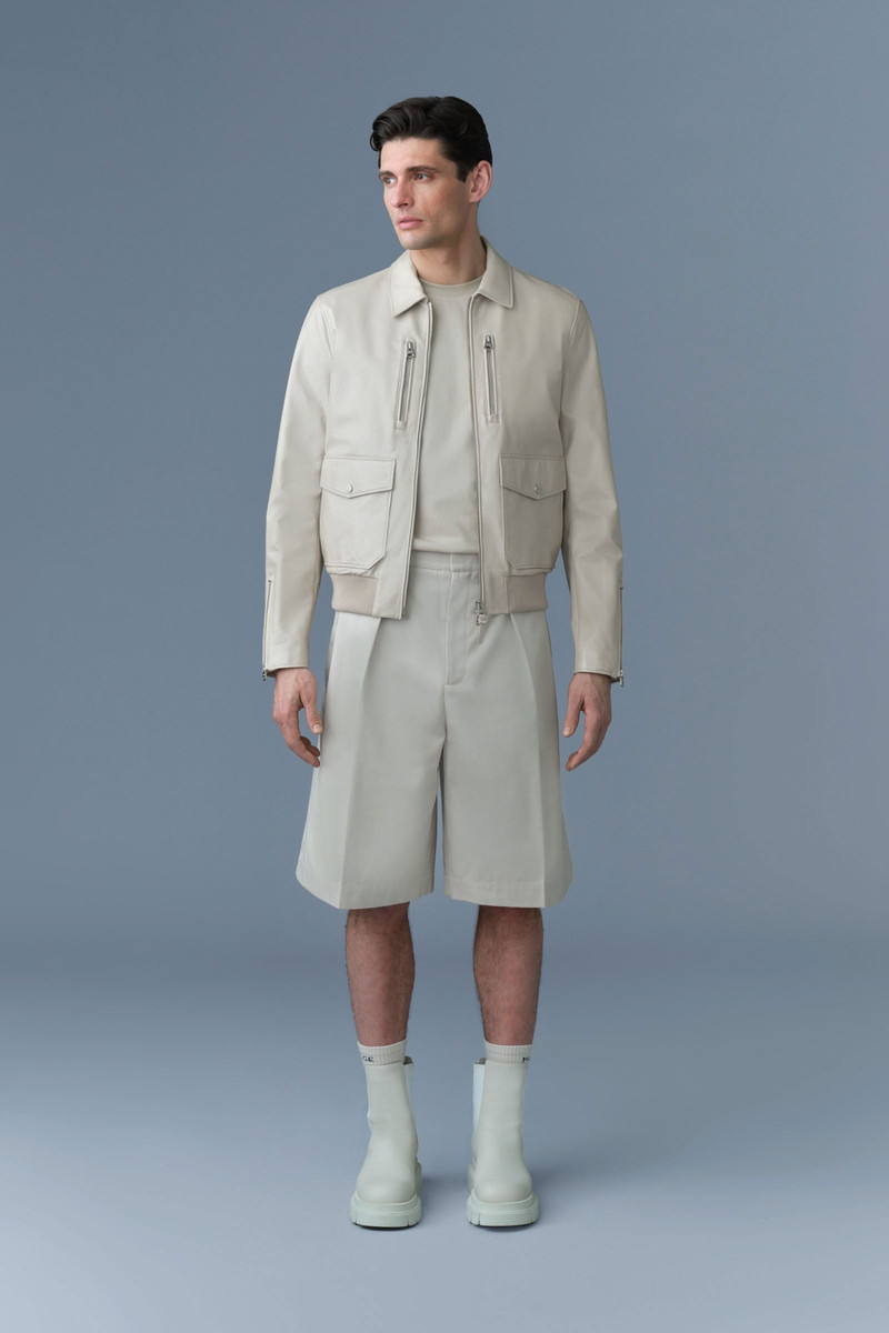 CHANCE Spread Collar Leather Jacket 3