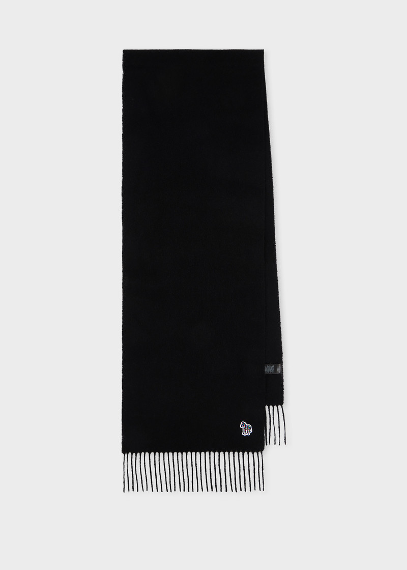 Black Lambswool Zebra Scarf 1