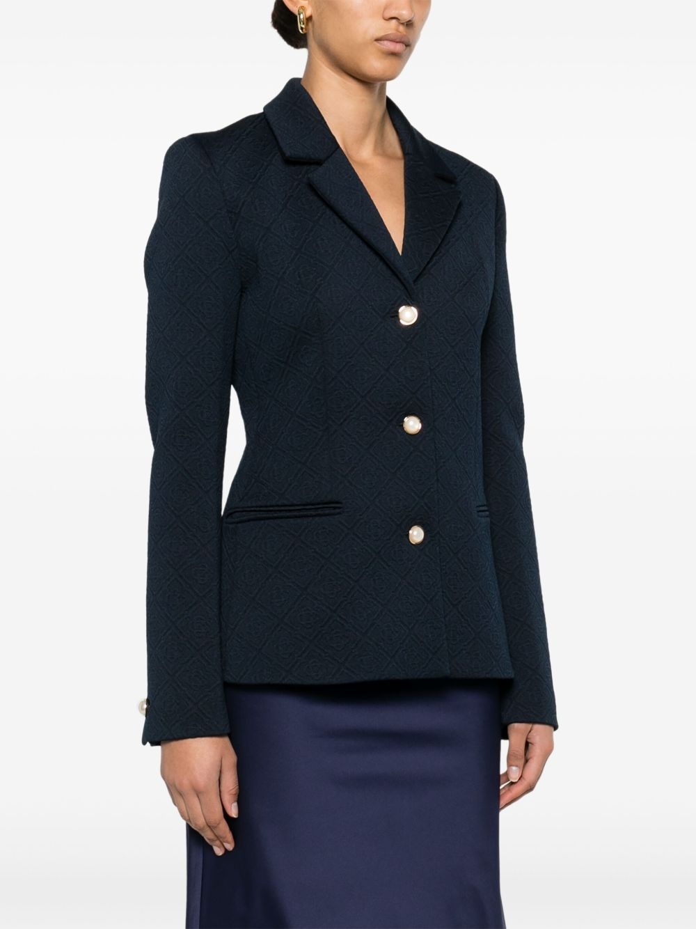 monogram-jacquard single-breasted jacket - 3