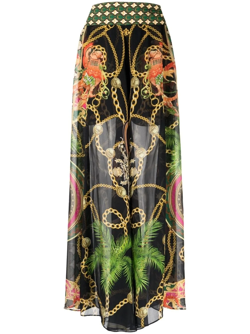 graphic-print sheer trousers - 1