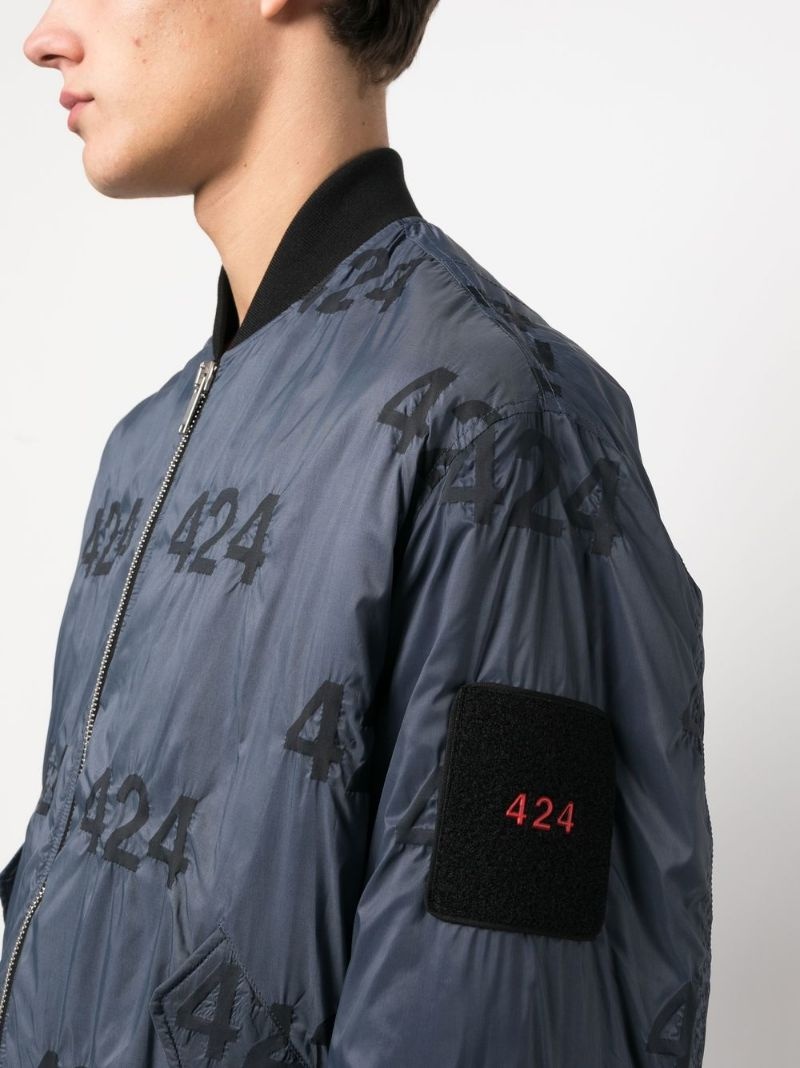 logo-print quilted bomber jacket - 5