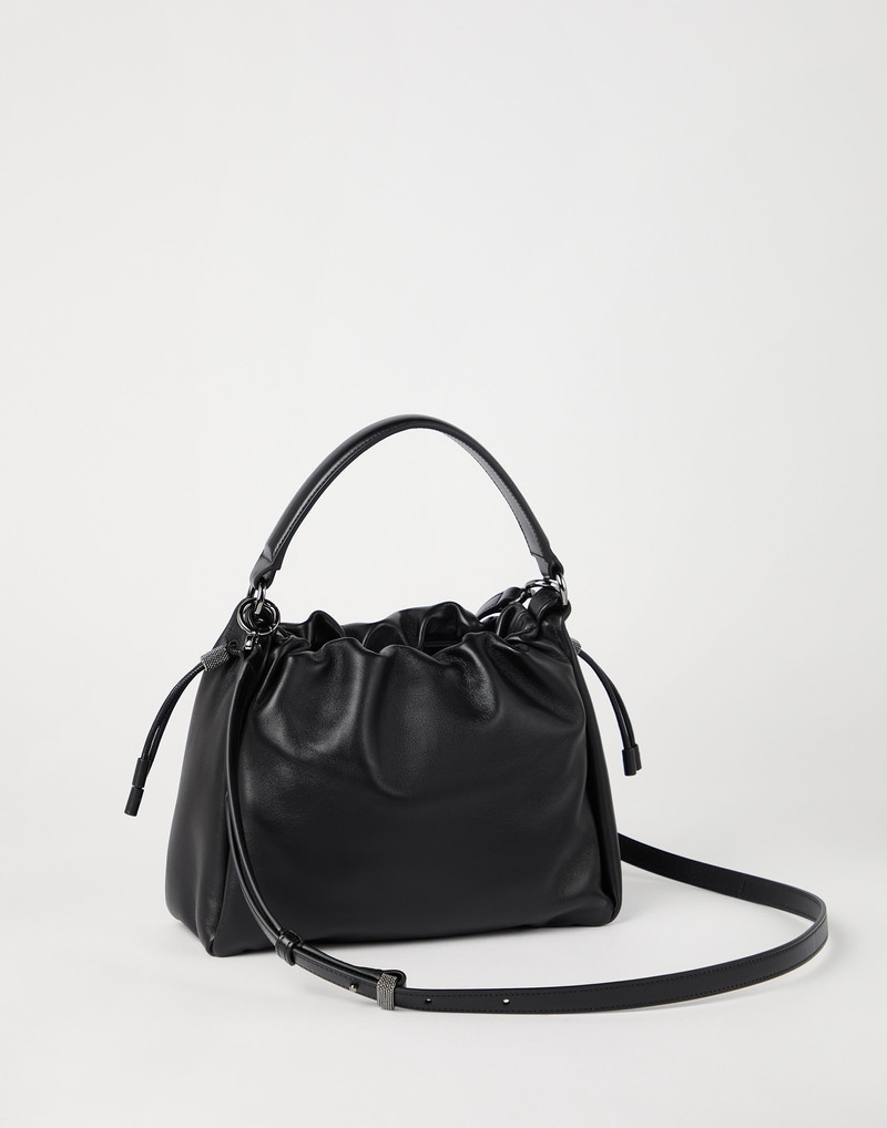 Brunello Cucinelli Mellow small bucket bag in soft leather with monili outlook