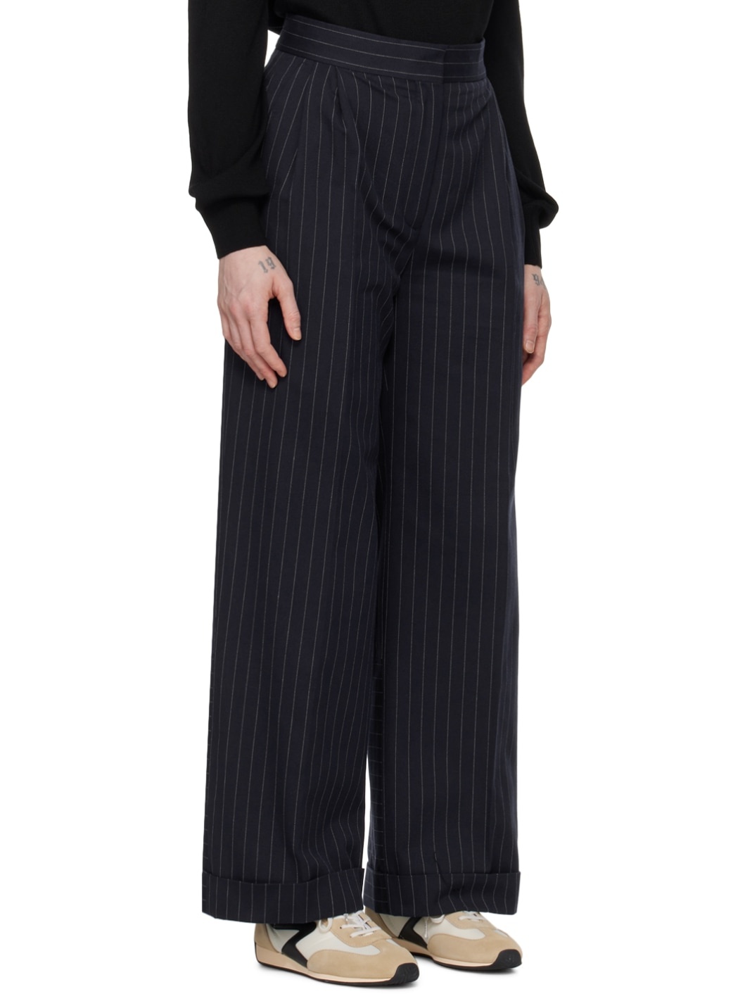 Navy Double Pleats Trousers - 2