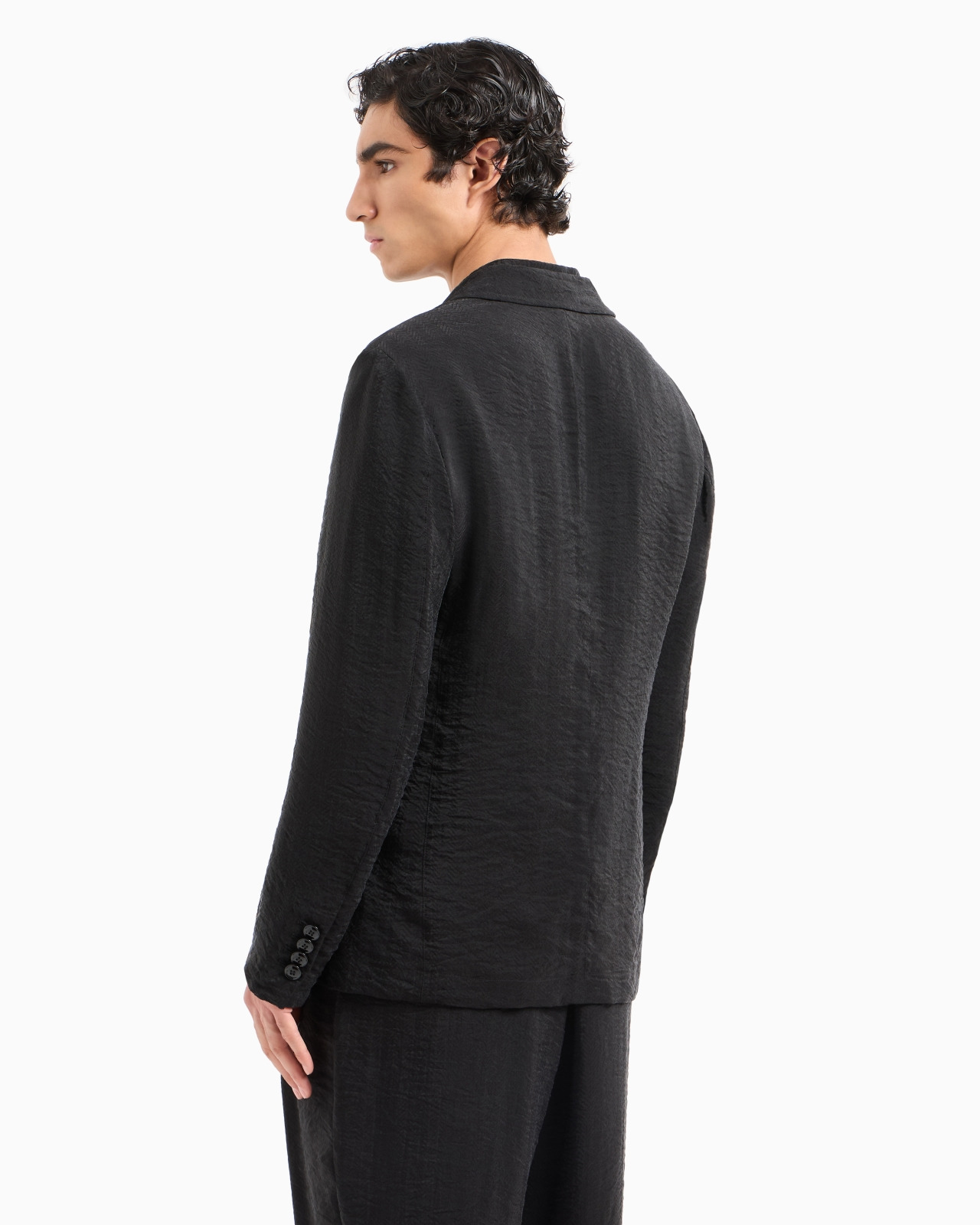 SINGLE-BREASTED JACKET IN JACQUARD CUPRO - 3