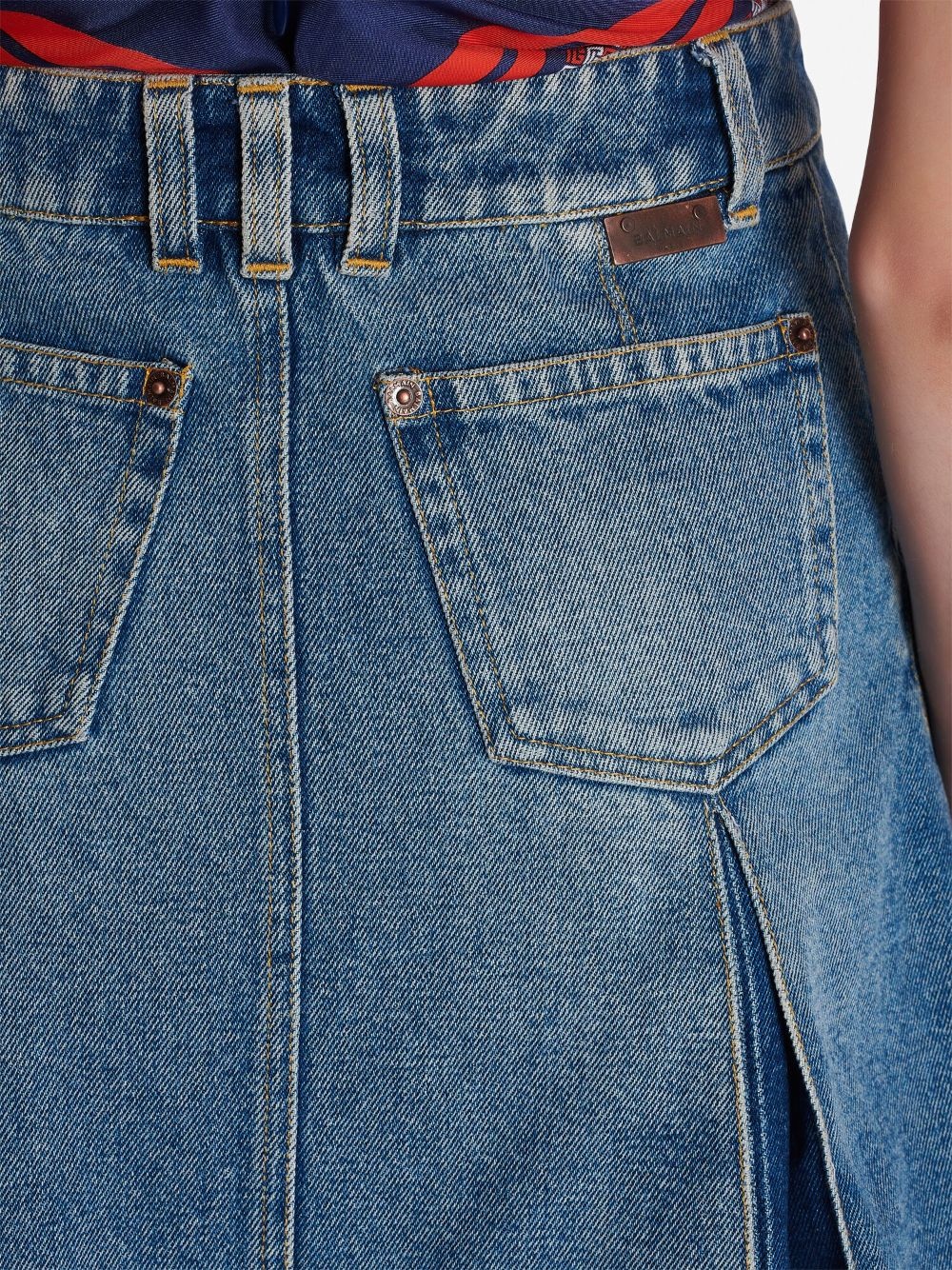 pleated denim skirt - 7