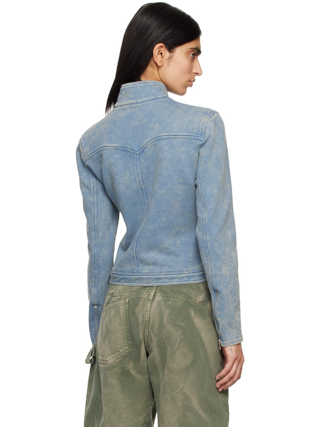 Blue Faded Biker Jacket - 3