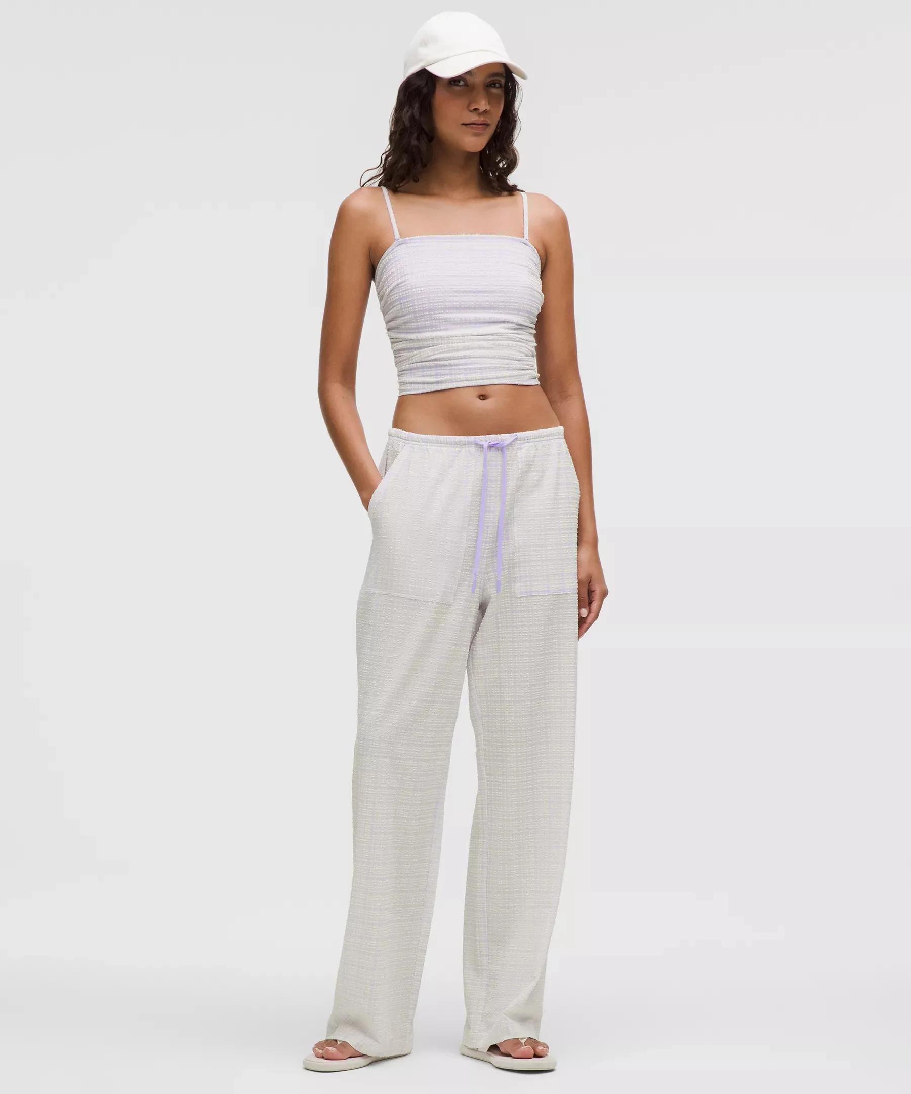 Seersucker Check Mid-Rise Pull-On Pant - 1