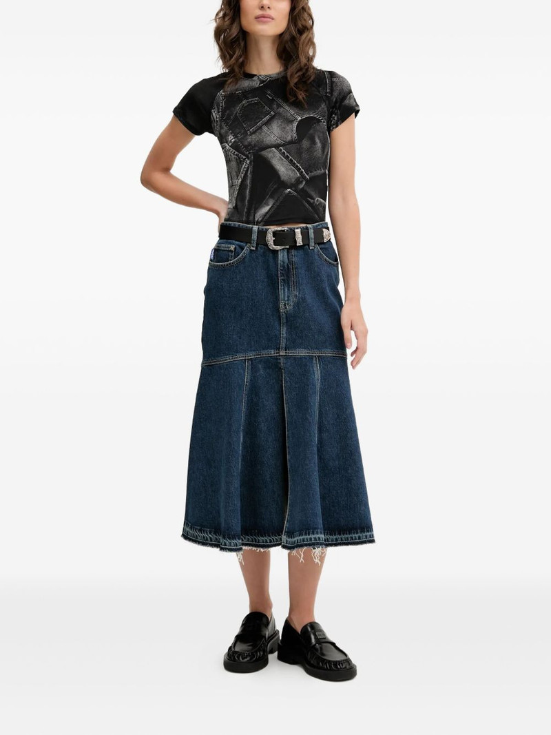 HUGO denim flared midi skirt outlook
