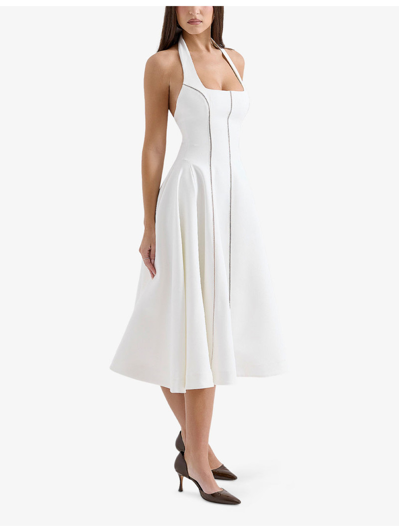 Loulou Halter-Neck Stretch-Woven Midi Dress 3