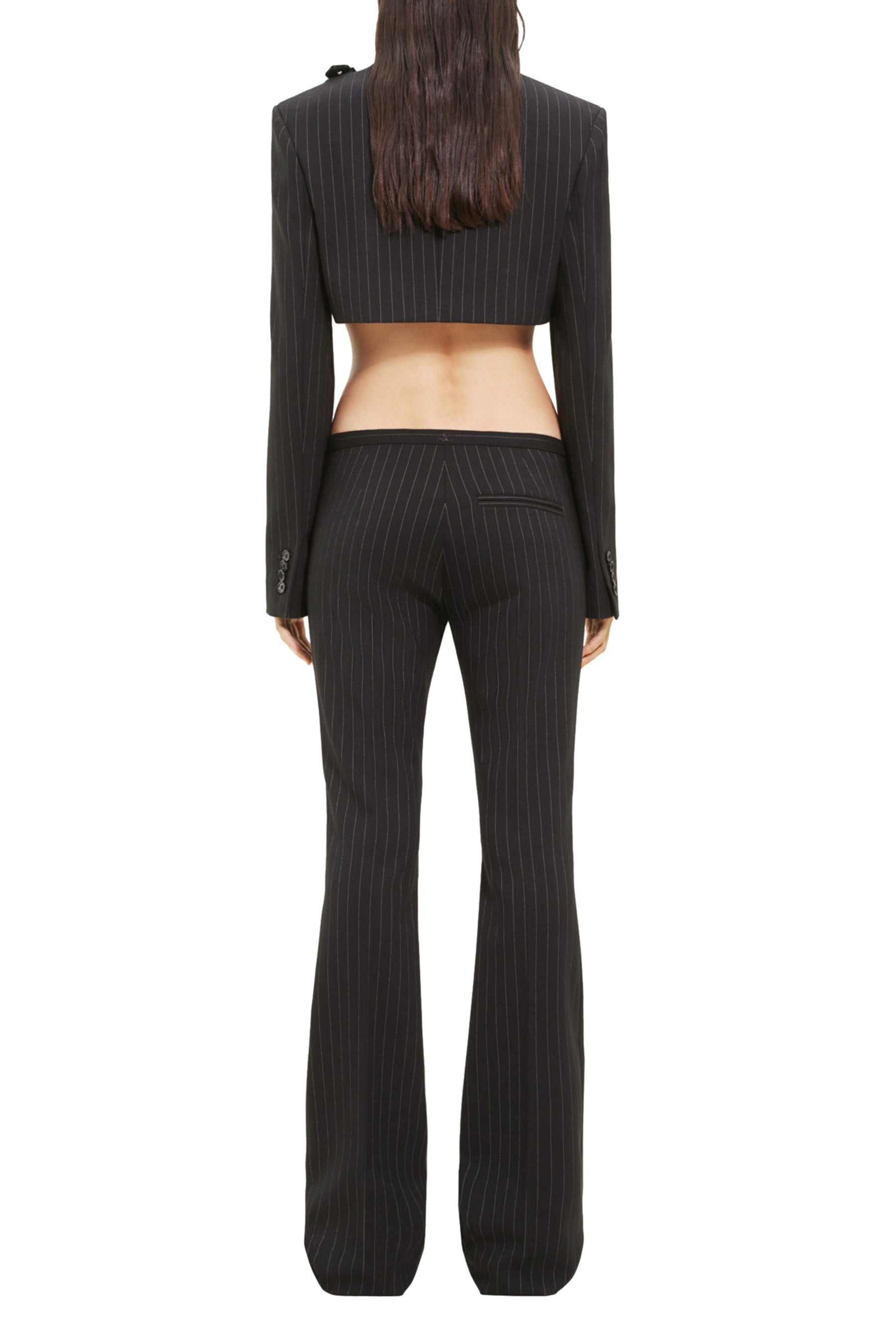 BUCKLE TAILORED PINSTRIPE TOP / BLK/WHT - 8