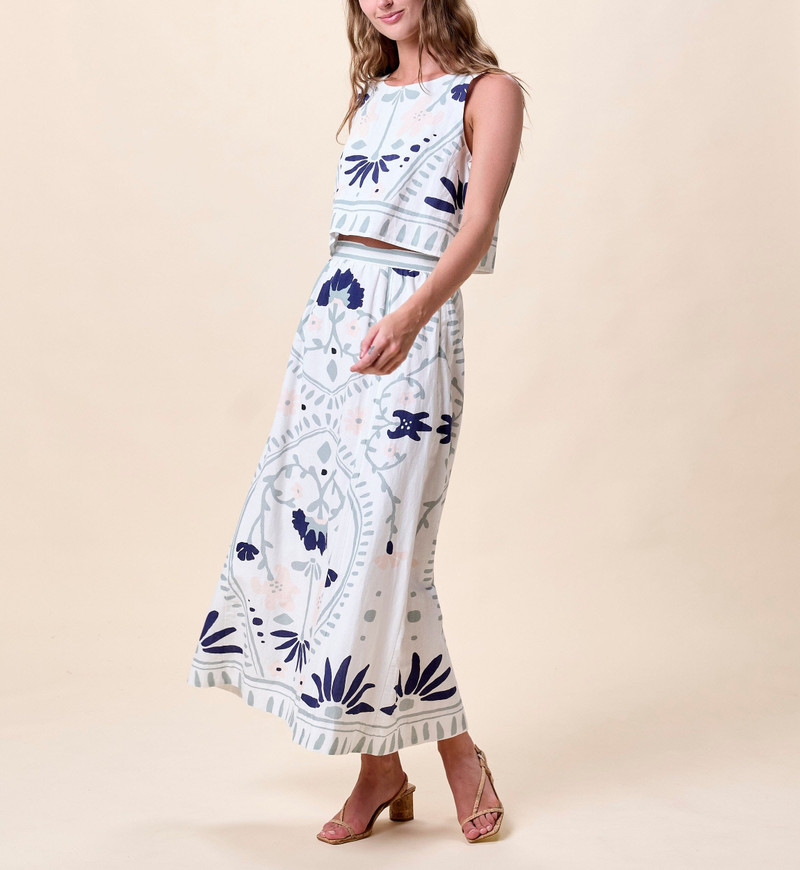 Cleobella JULIET ANKLE SKIRT | LILIANA BLUE SURF outlook