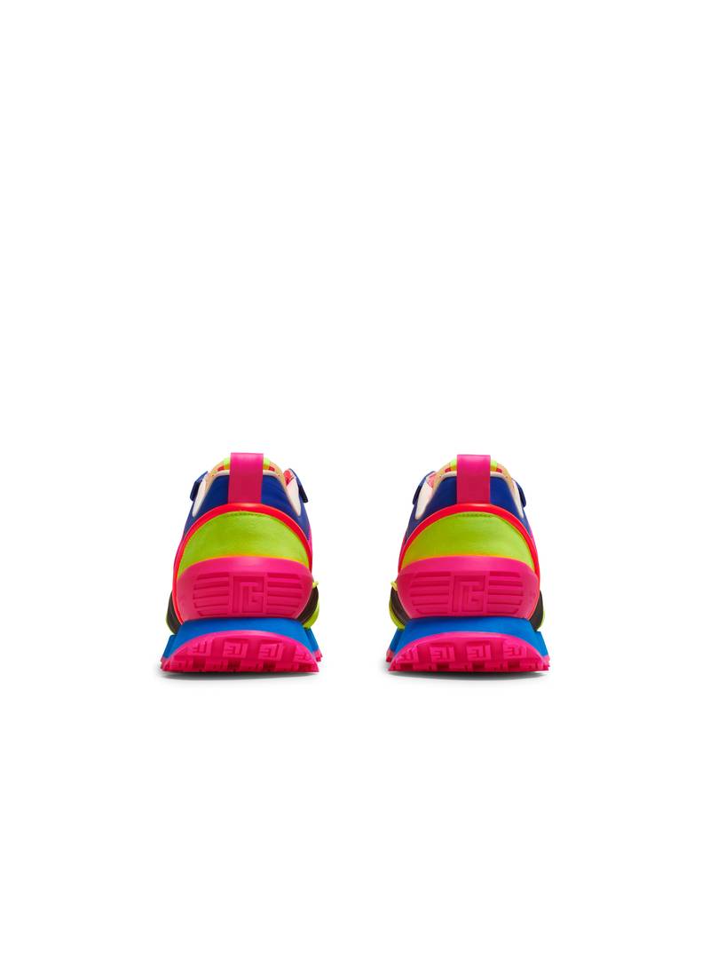 Multicolor suede, nylon and mesh Racer low-top sneakers 4