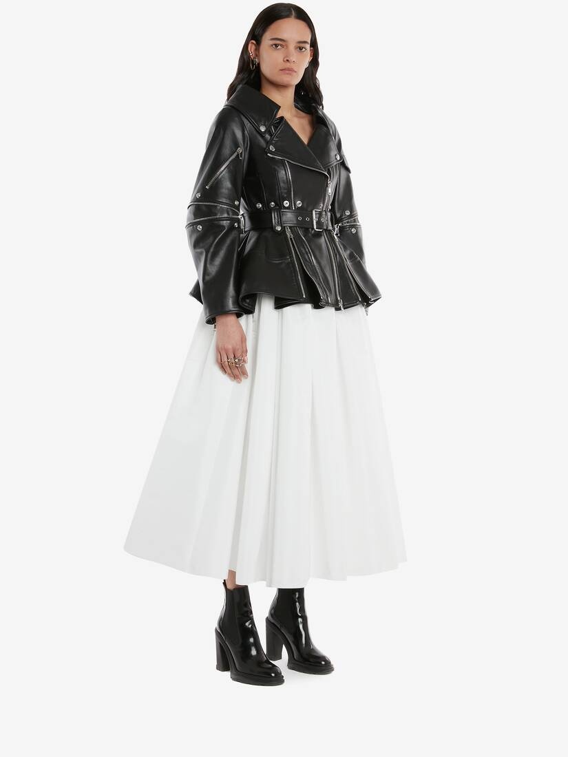 Open Neckline Biker Jacket in Black - 3
