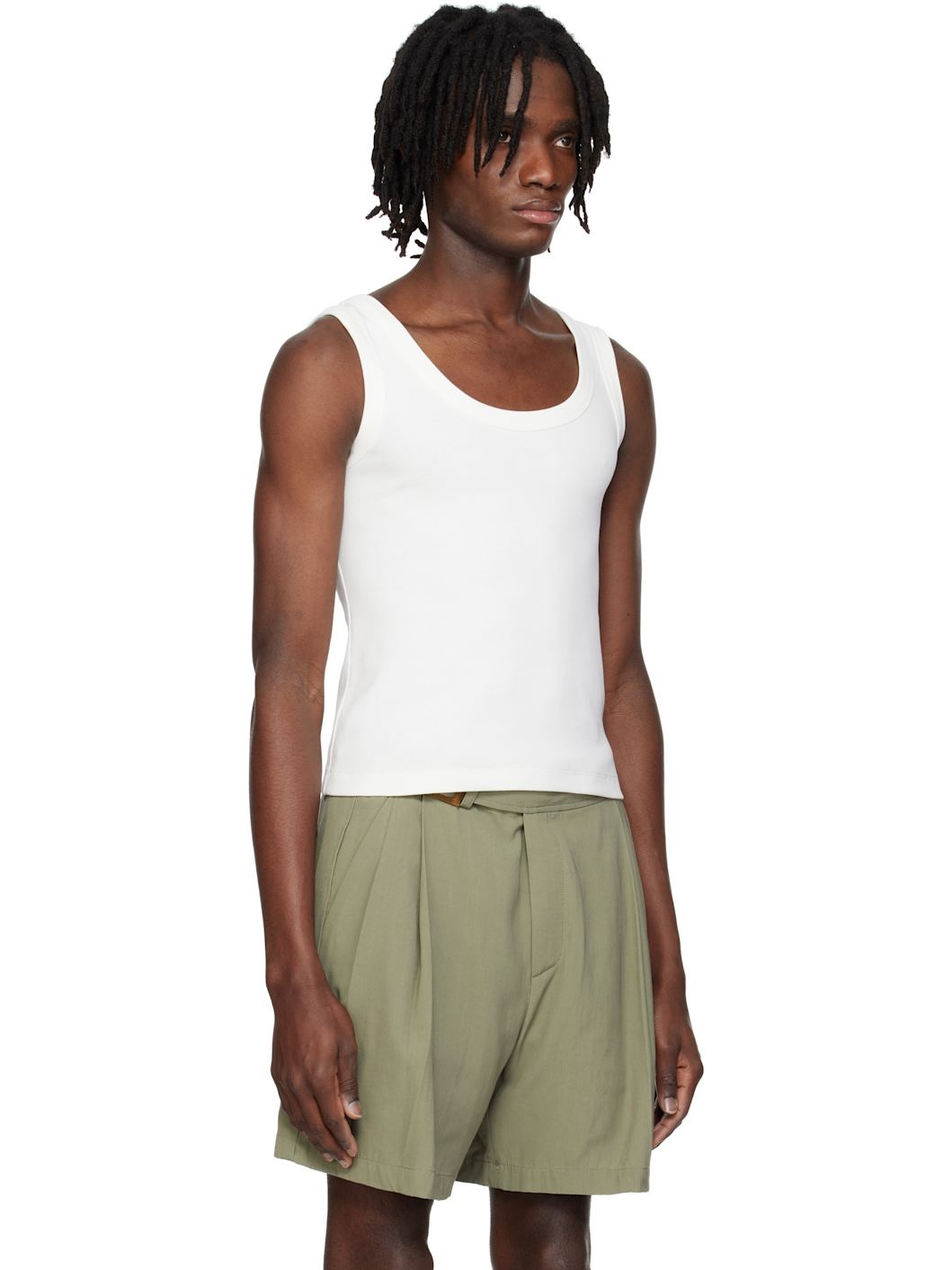Off-White Scoop Neck Jersey Tank Top - 2
