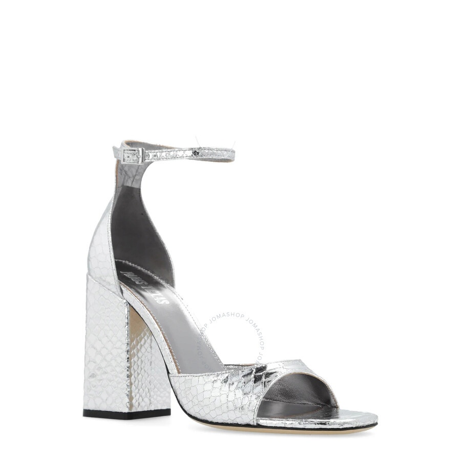 Paris Texas Silver Fiona Embossed Leather Sandals - 2