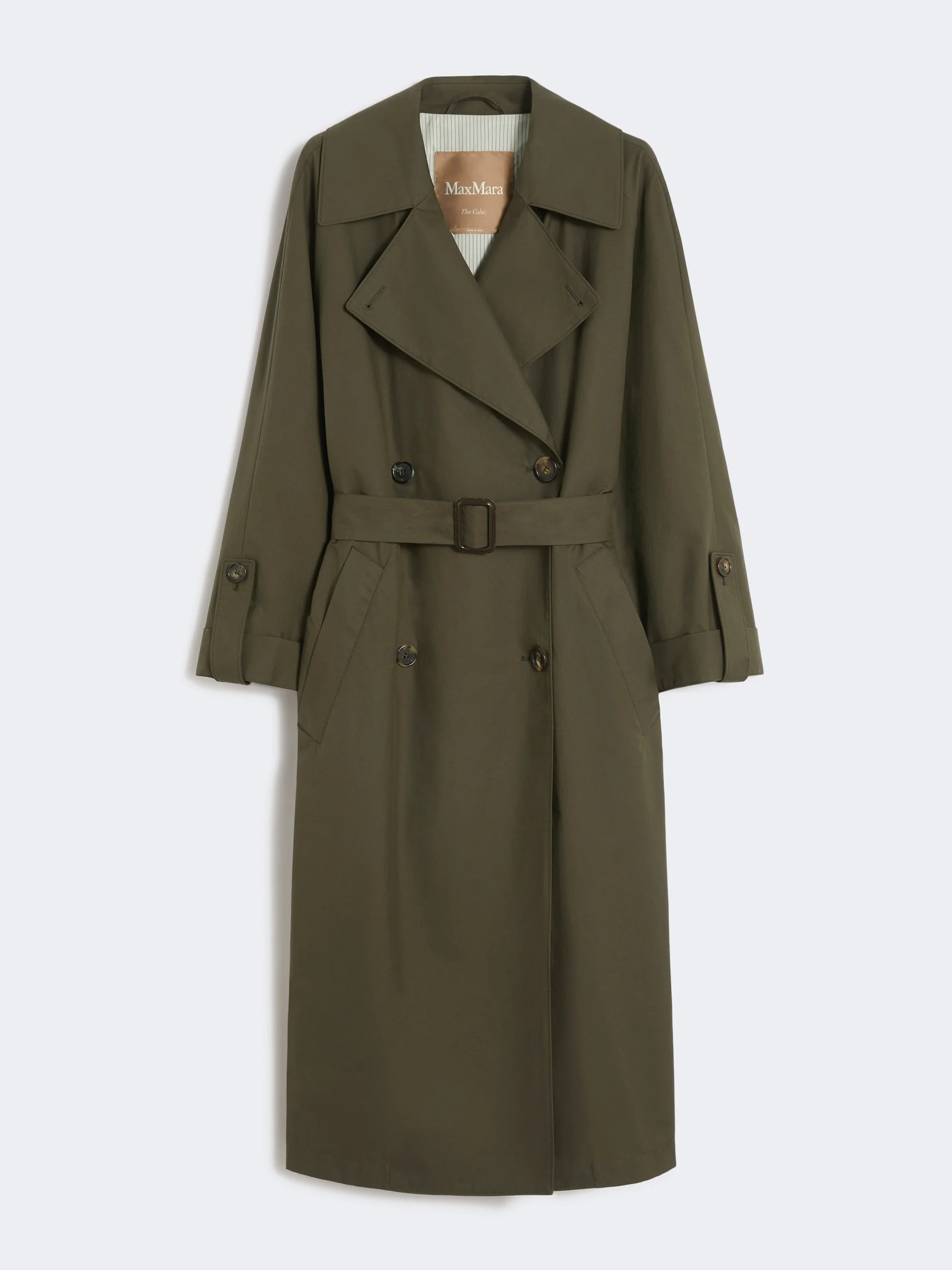 ARTE Water-repellent twill belted trench coat - GREEN - 1
