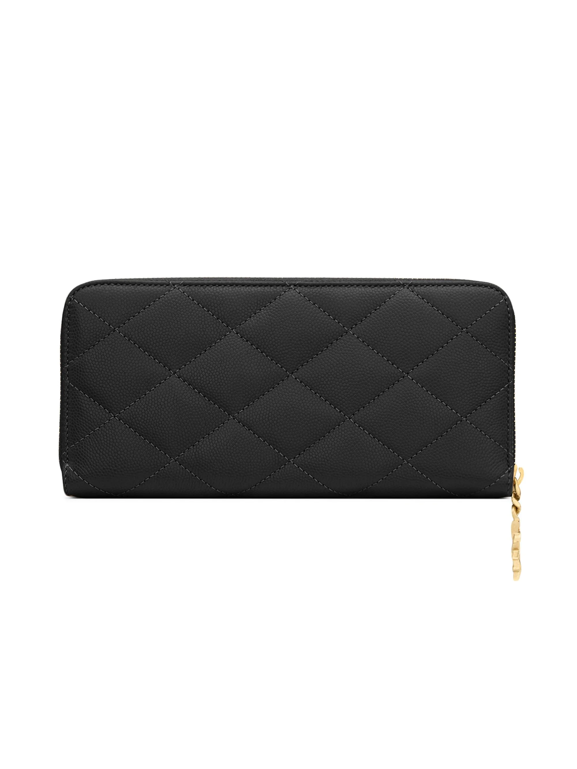 Women's Cassandre Bijou Zip Wallet in Grain De Poudre Leather - Black - 1