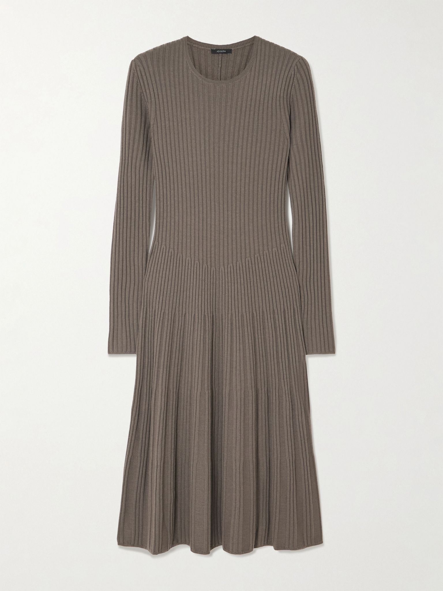Ribbed merino wool midi dress Mushroom - 1
