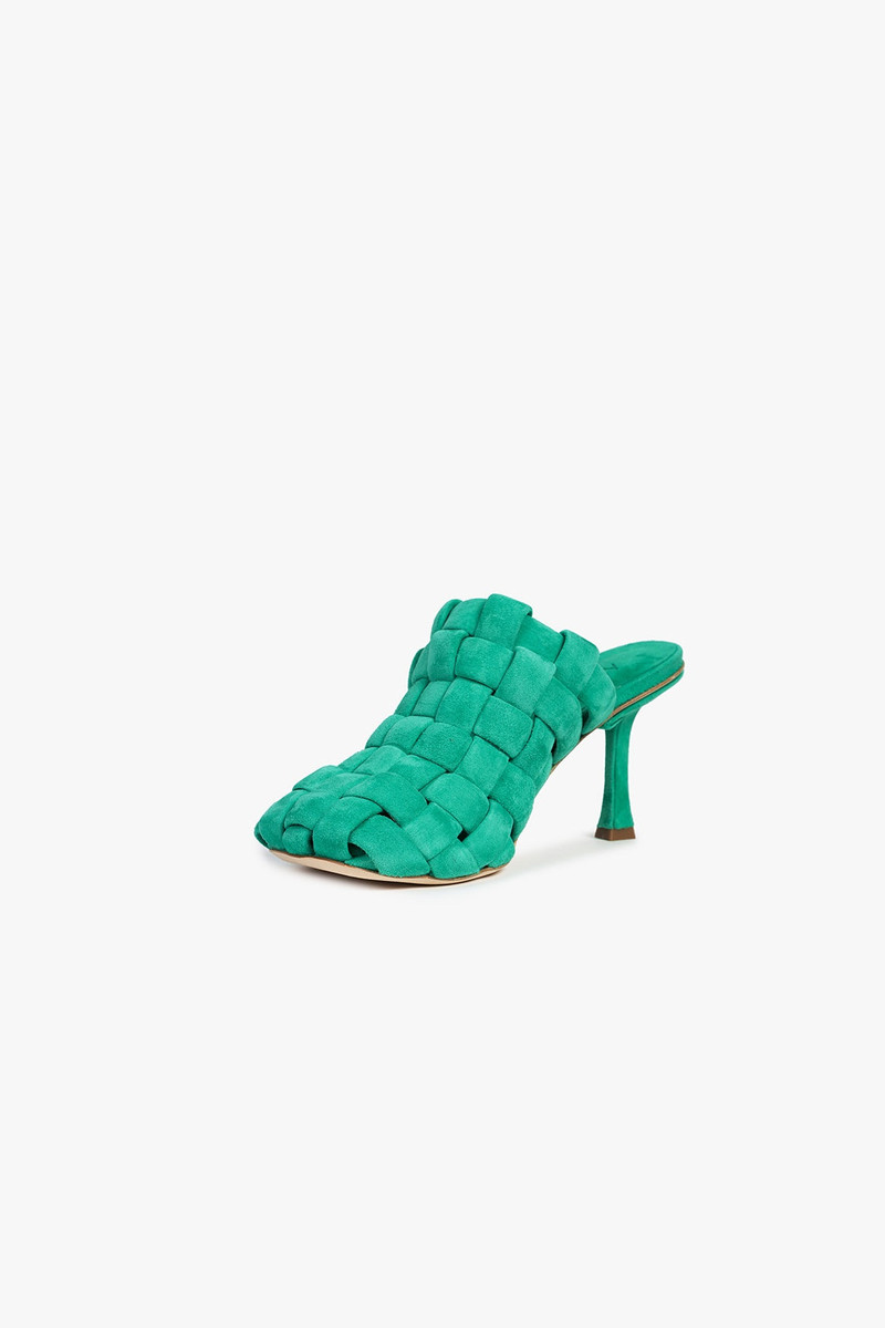 WILMA CHUBBY HIGH HEEL MULE EMERALD GREEN 3