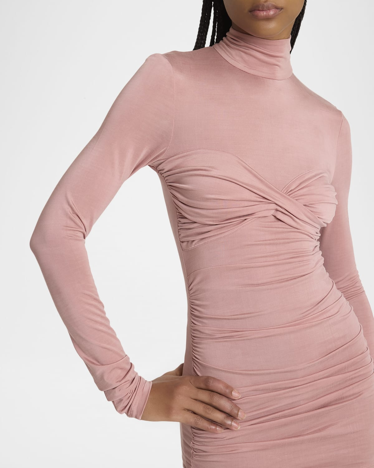 Gathered Long-Sleeve Turtleneck Top - 5