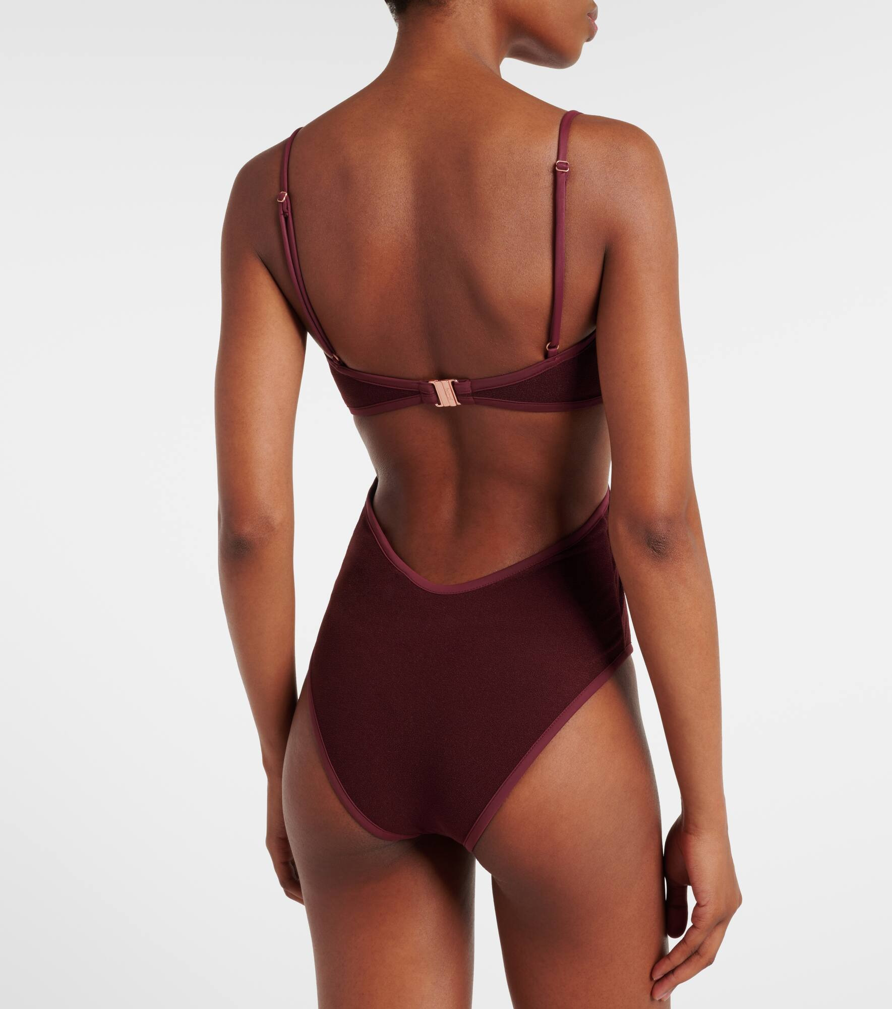 Cutout gathered terry swimsuit - 3