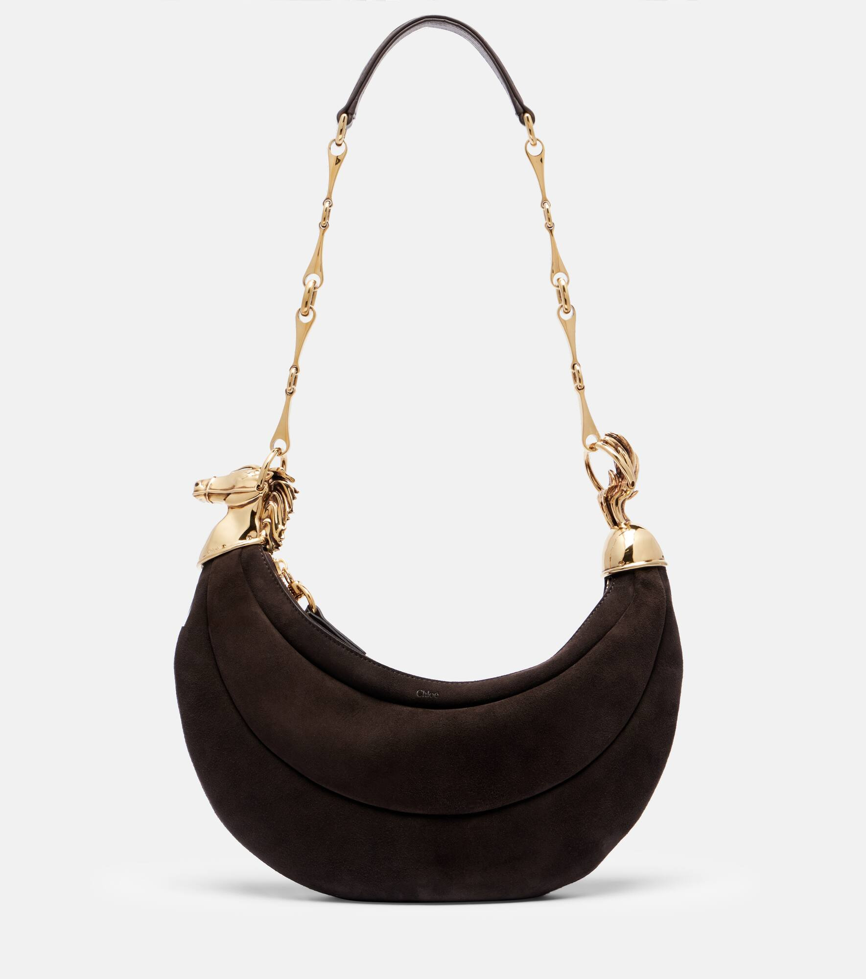 Chain Horse Small suede shoulder bag - 1