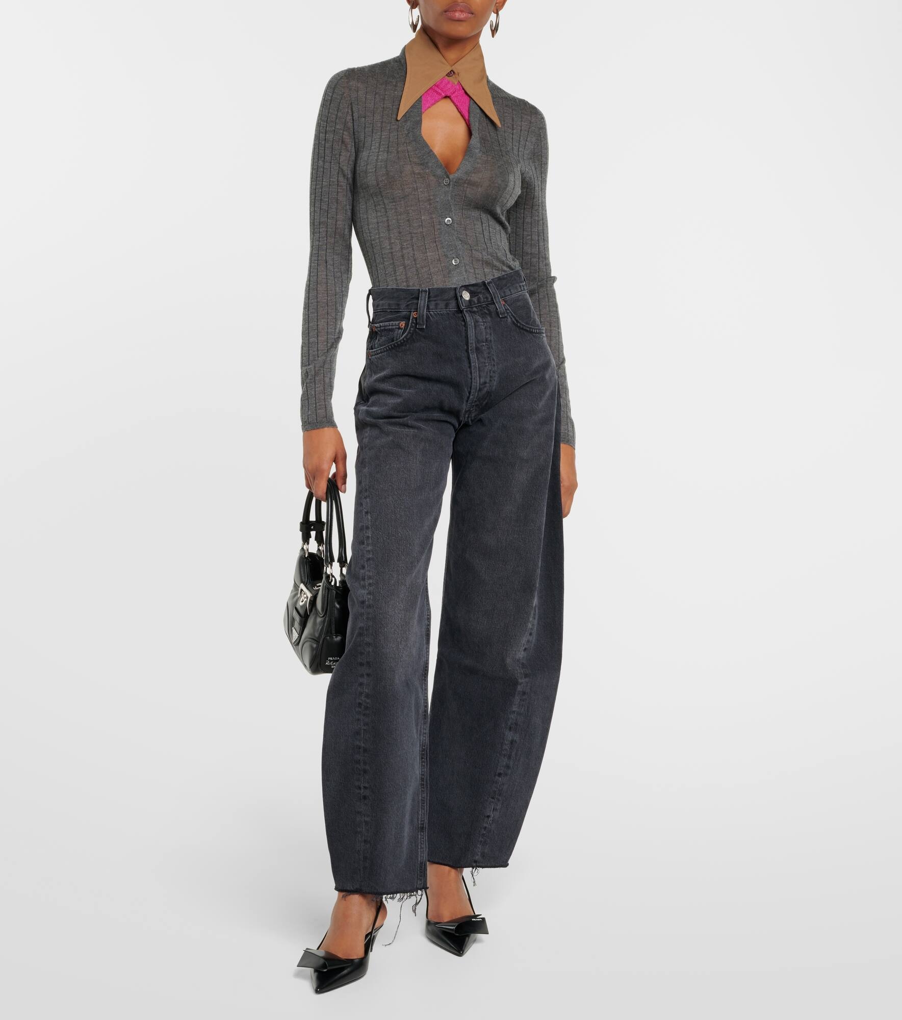 High-rise barrel-leg jeans - 7