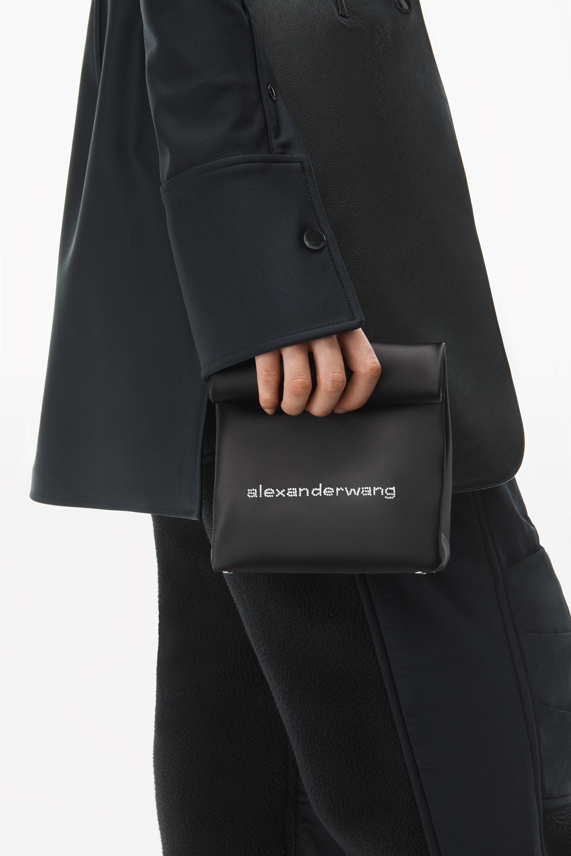 LUNCH BAG CRYSTAL LOGO CLUTCH IN SATIN - 6
