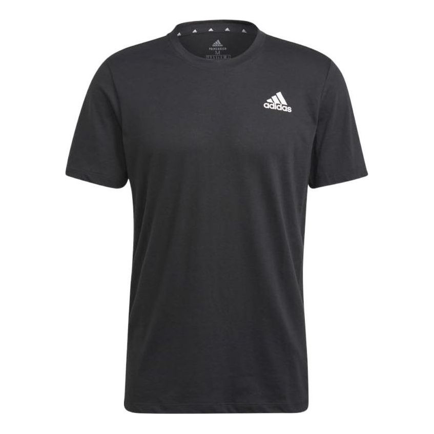 adidas Solid Color Logo Round Neck Pullover Short Sleeve Black GR0514 - 1