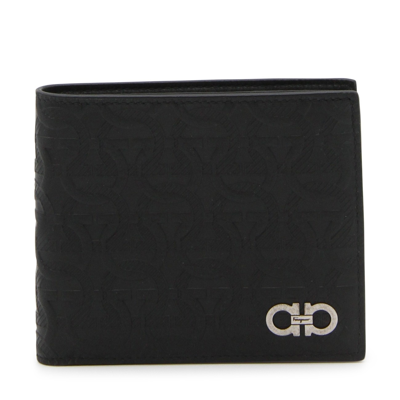 black leather gancini wallet - 1