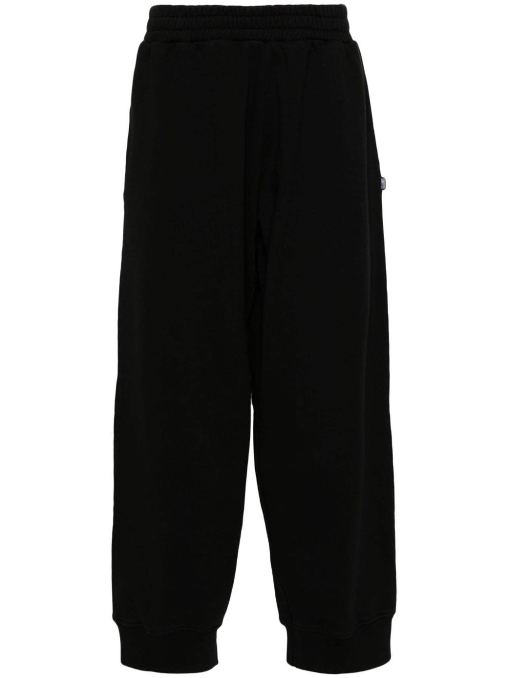 Black Wide-Leg Cotton Track Pants - 1