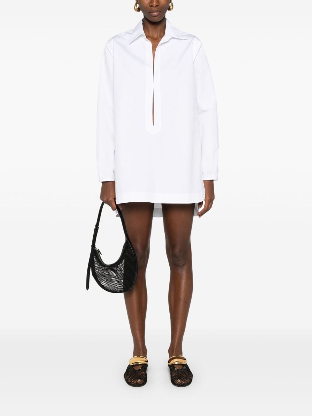 cotton poplin mini shirt dress - 2