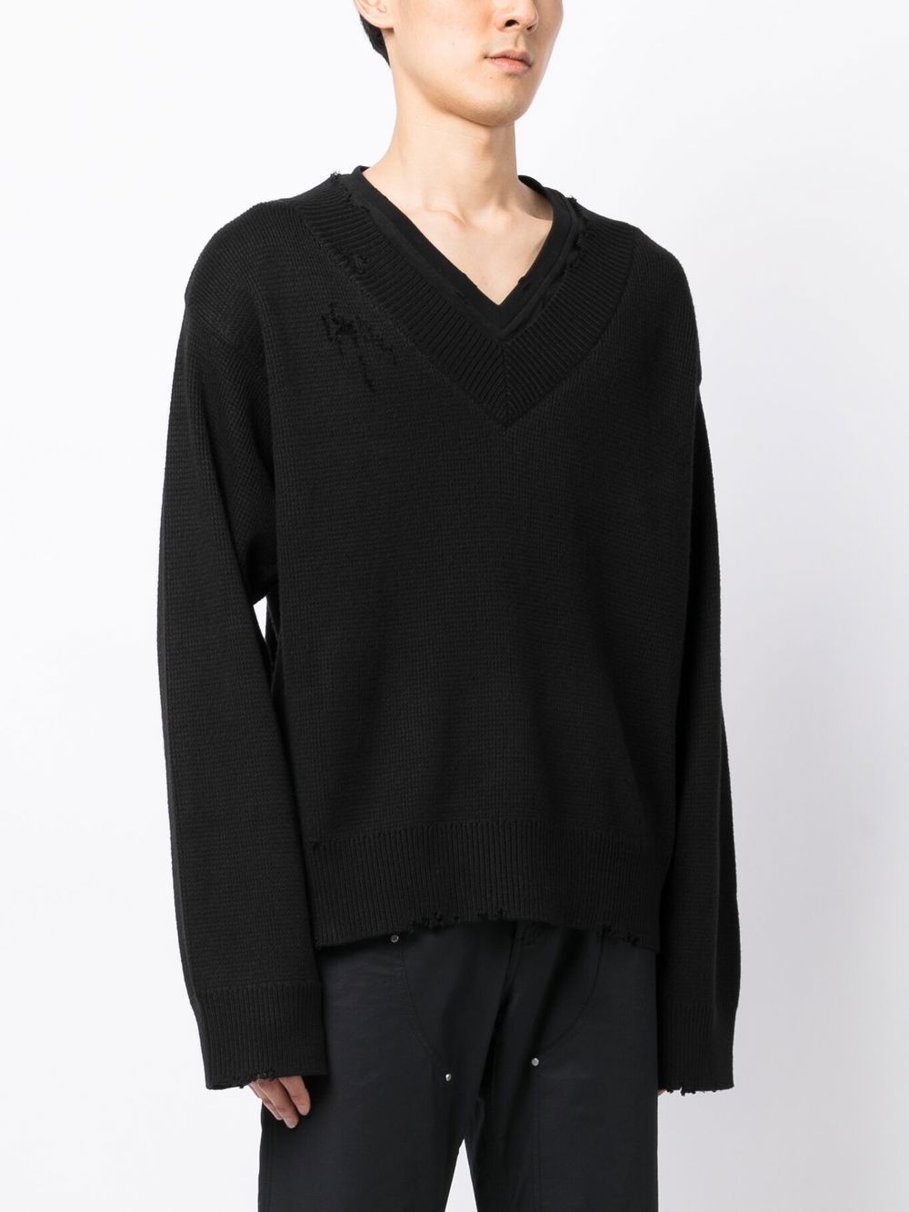layered distressed-finish jumper - 3