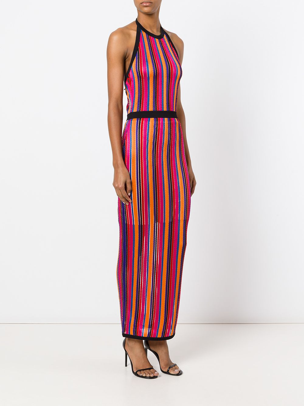striped contrast trim dress - 3