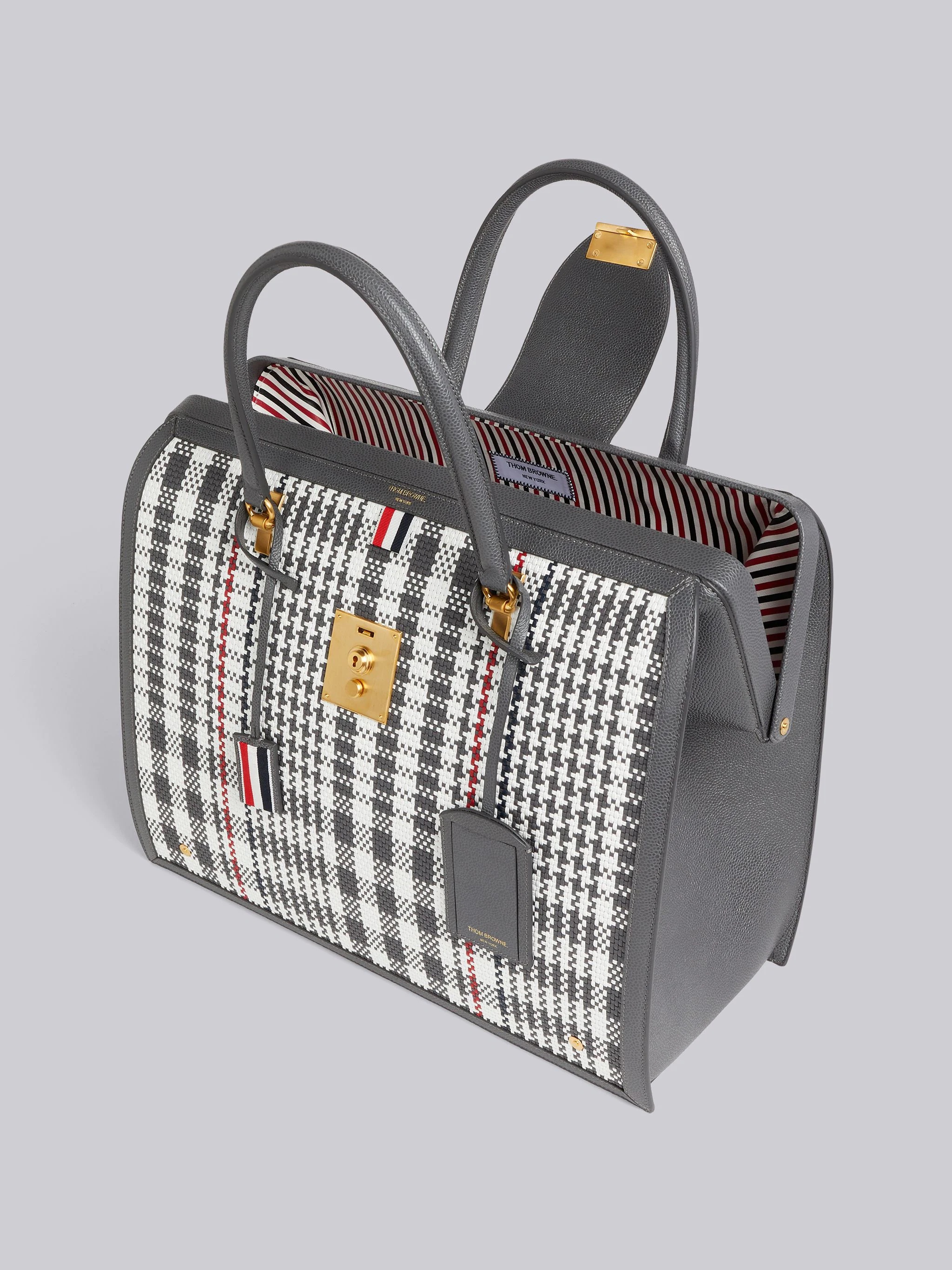 Dark Grey Woven Houndstooth Calf Leather Mr. Thom Bag - 5