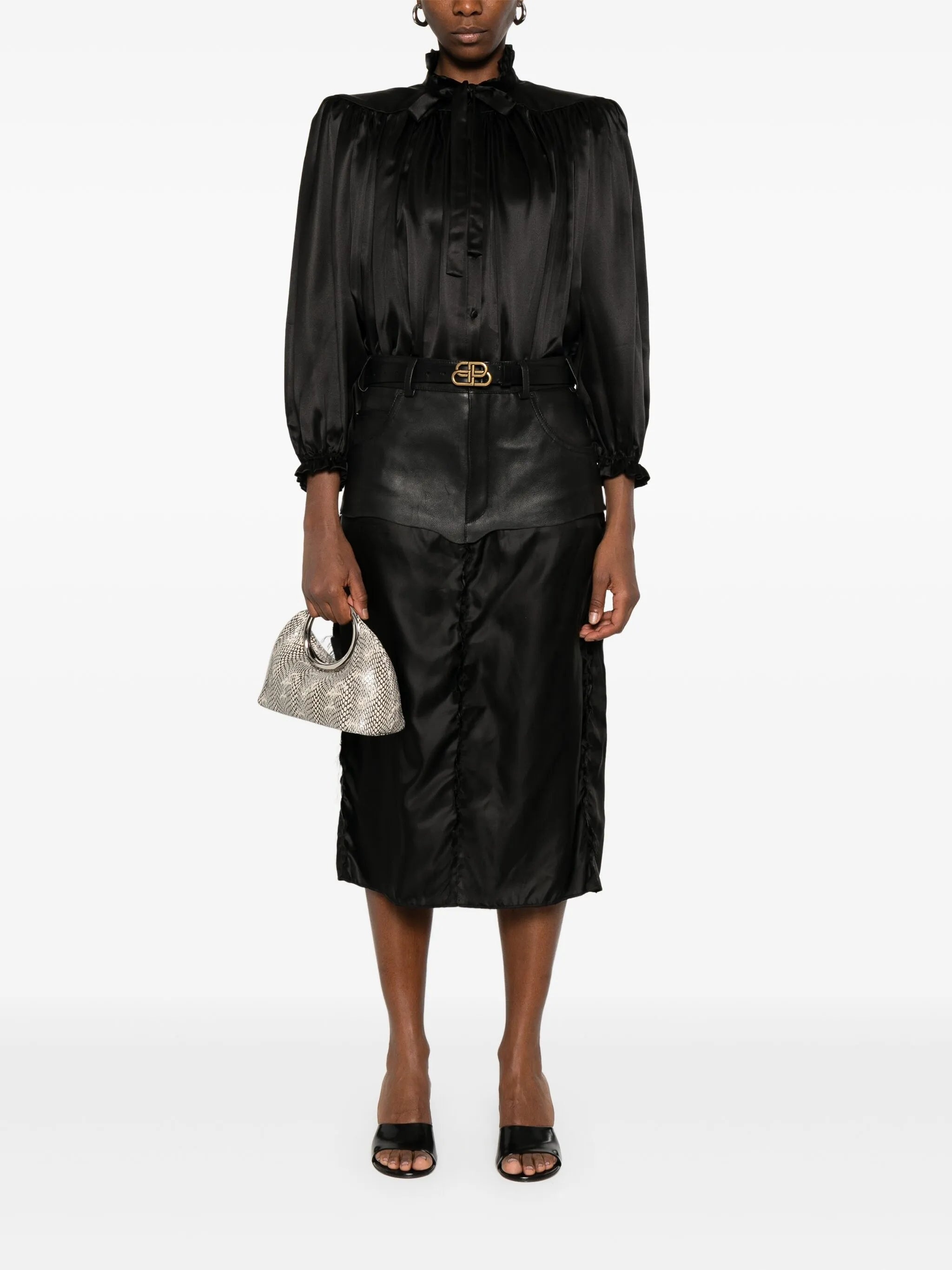 Leather-panel Midi Skirt - 3
