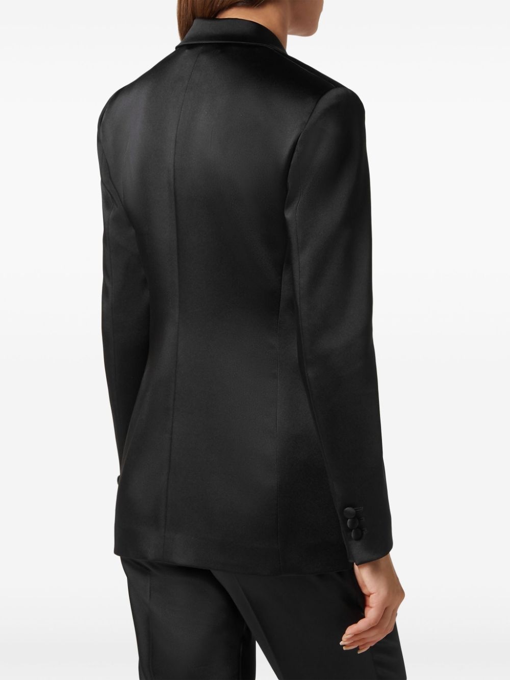 satin-weave single-breasted blazer - 3