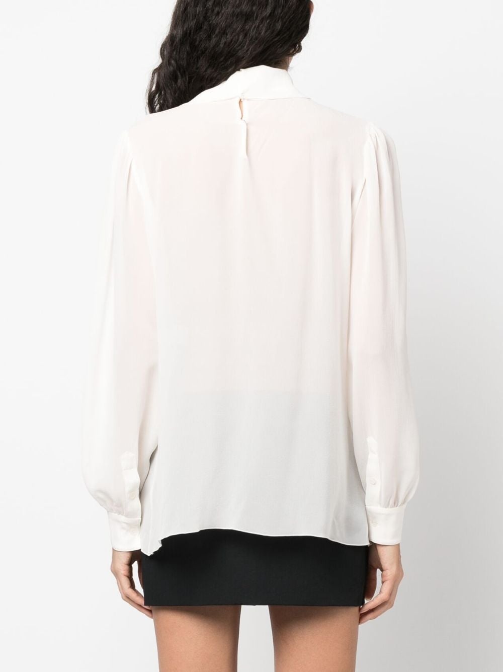 frilled-trim silk blouse - 4