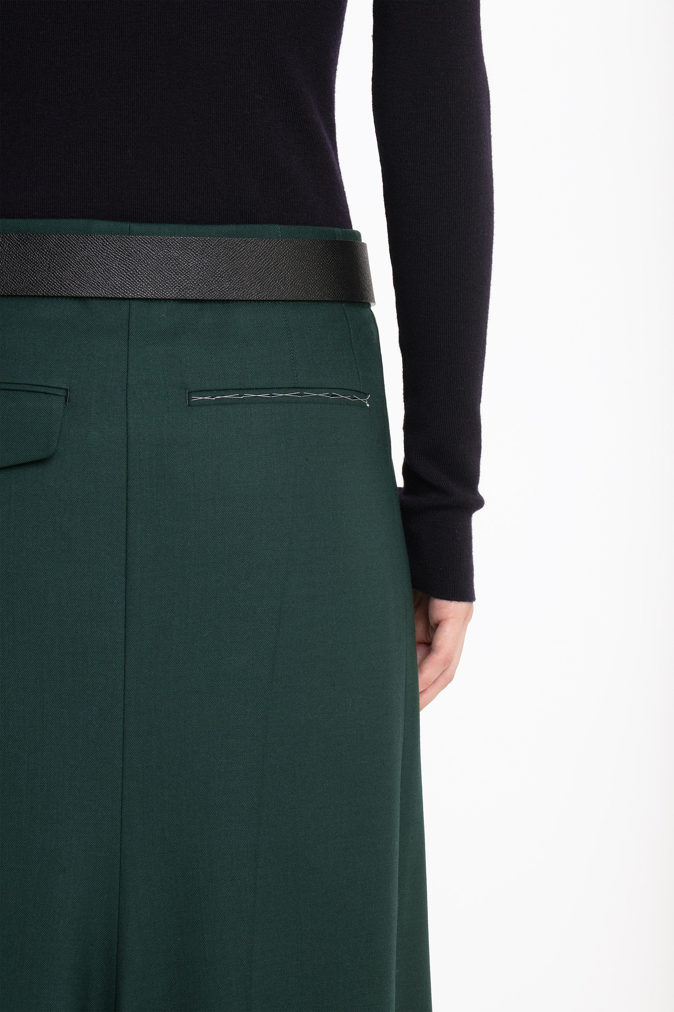 Long Asymmetric Tailored Skirt In Seaweed - 5